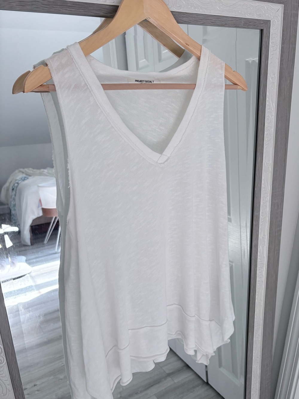 Project Social T White Asymmetrical Tank
